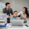Young adult with learning disability at work