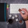 Office worker eating chocolate