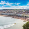 Panoramic view of beach in llandudno in Wales in a beautiful summer day, United Kingdom