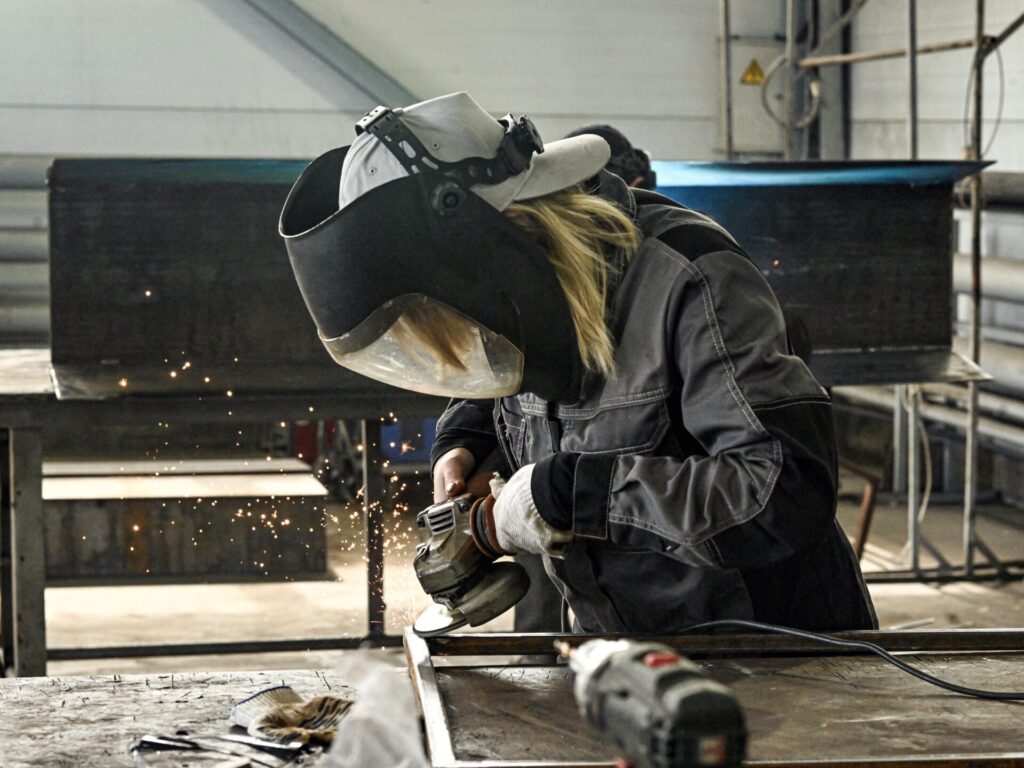 Female welder