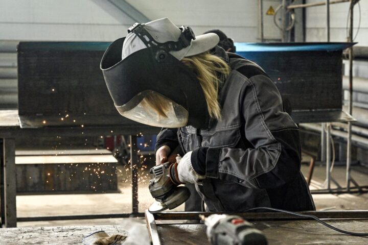 Female welder