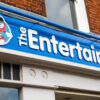 Salisbury, UK - August 3rd 2019: The Entertainer logo above the entrance to their store in the city of Salisbury in the UK.