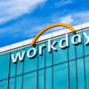 Workday headquarters building facade under beautiful sky. Workday, Inc. is on demand financial management and human capital management software vendor - Pleasanton, California, USA - 2022
