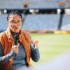 Female sports reporter