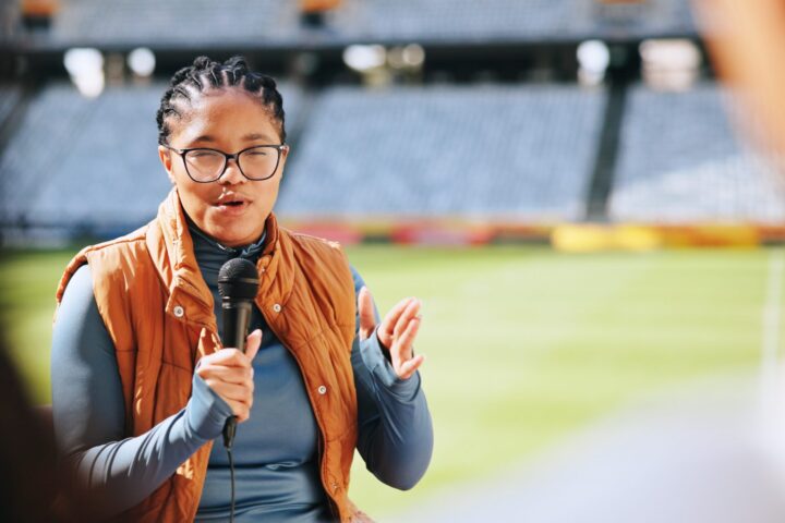 Female sports reporter