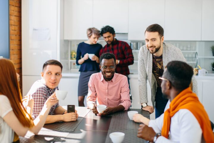 business tea meeting - workers on a break
