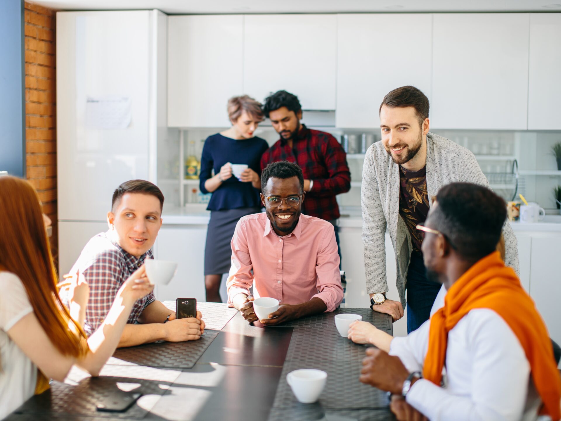 business tea meeting - workers on a break